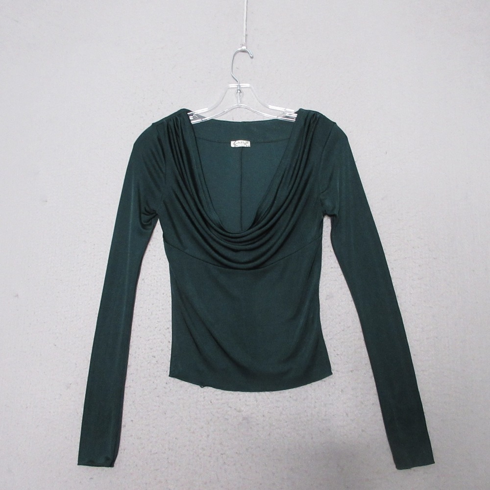 Intimately Free People Top S Green Cowl Neck 90s Drape Whimsigoth Boho Fitted